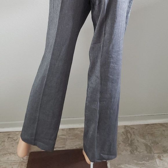 Catherine Malandrino Gray Shimmering Linen Pants M - Picture 7 of 7